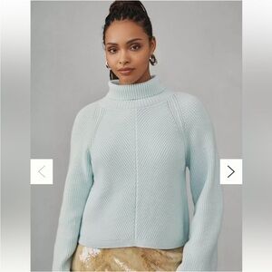 Maeve Soft Blue turtleneck cotton / wool blend Sweater